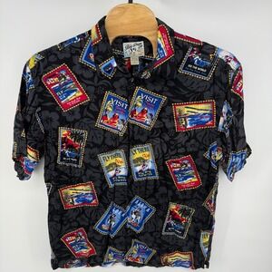 Big Dogs Mens 2X Rayon Hawaiian Aloha Shirt Aloha World Map Print Short Sleeve